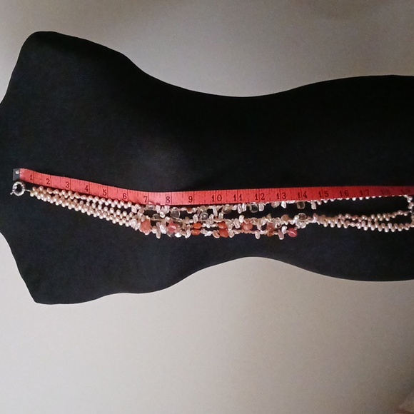 Coral and Peach Colored Shells And Stones With Faux Pearls necklace - Picture 9 of 10